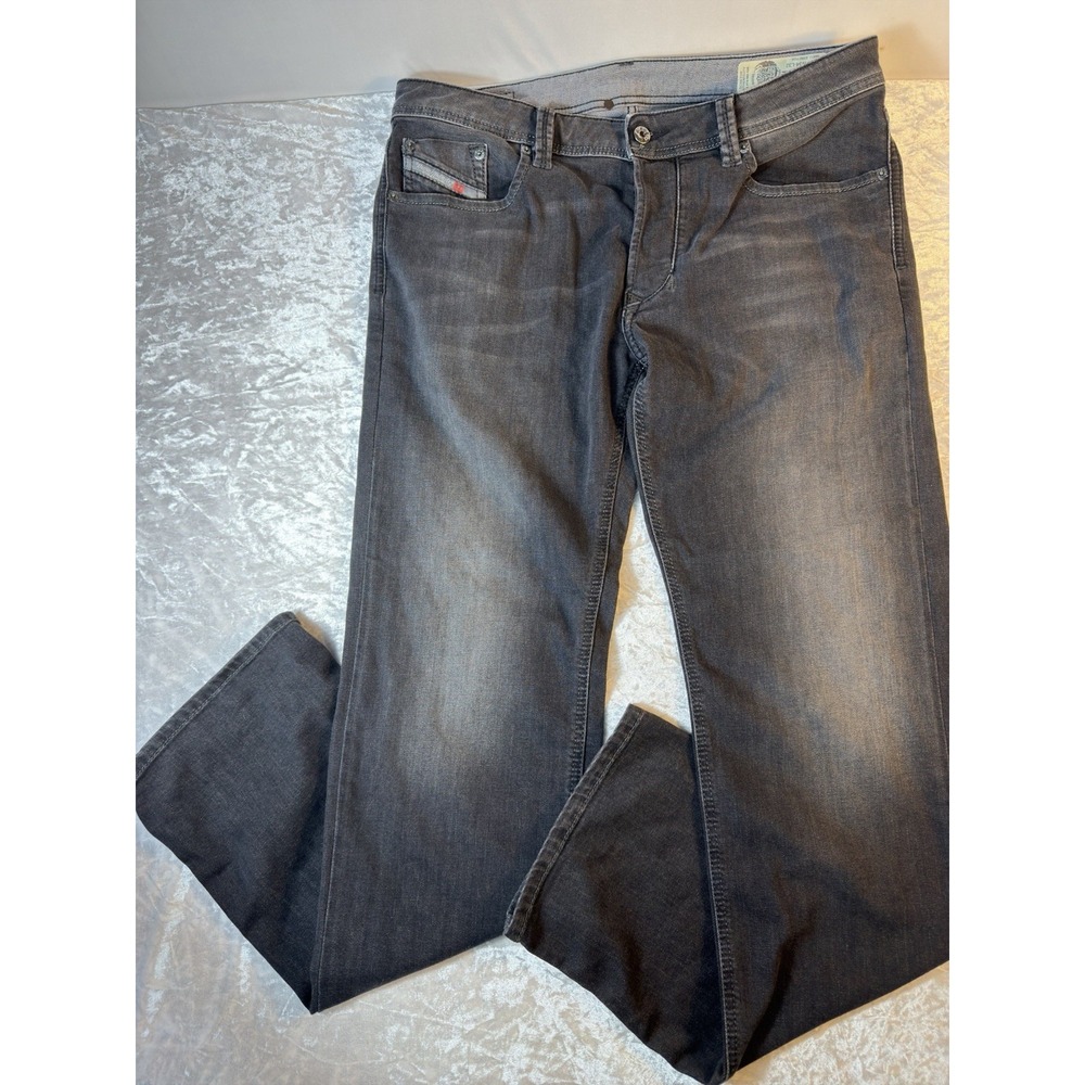 Diesel Larkee Jeans Men 34x32 Gray Regular Straight Stretch Denim Y2K